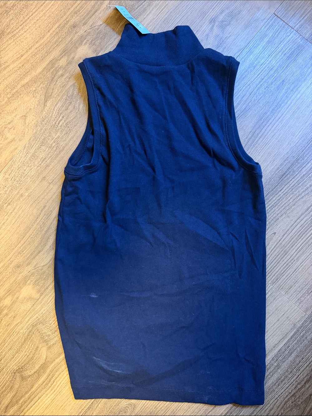 LOFT Navy Ribbed Sleeveless Mock Neck Tank